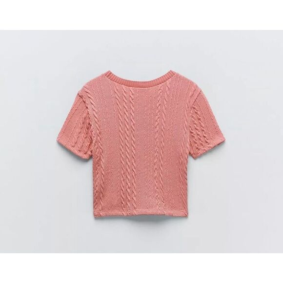 ✨Zara Pink Jacquard Crop Pink Sz Small Top✨ - Picture 5 of 10